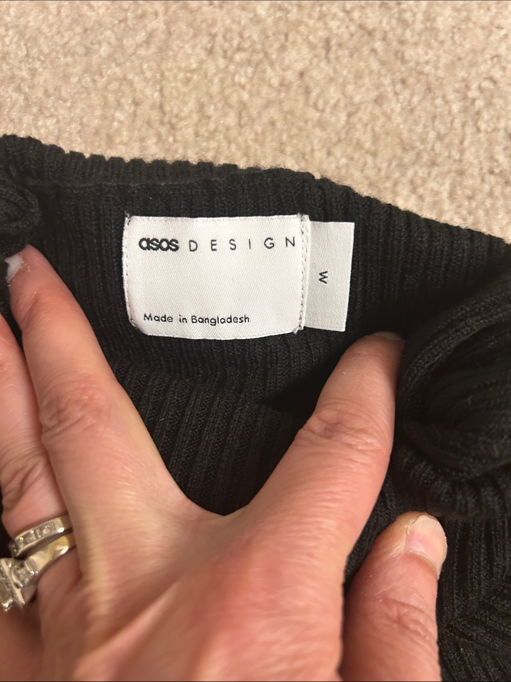 ASOS Black Ribbed Cowl Neck Sweater - Picture 3 of 3